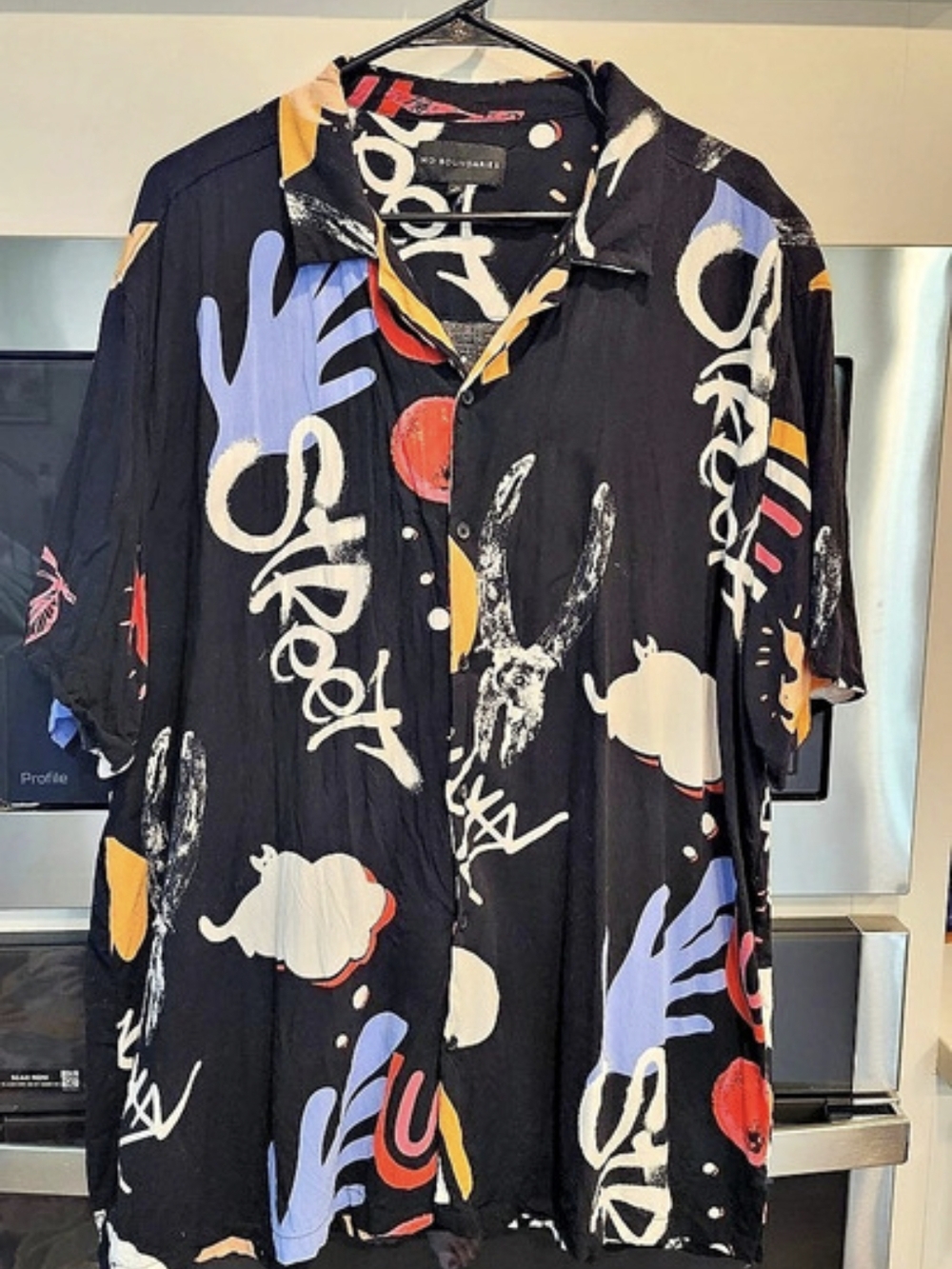 No Boundaries Abstract Print Button Down Shirt